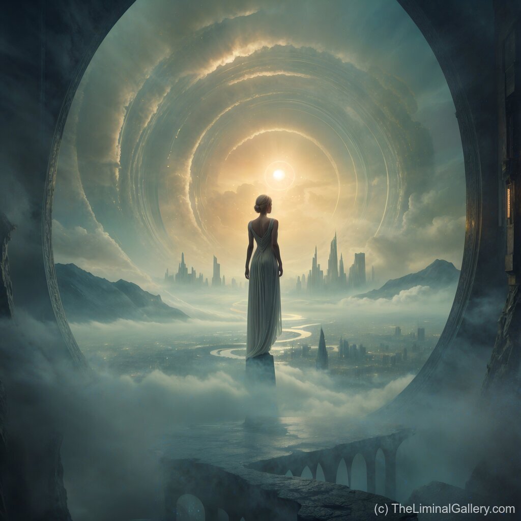 A striking depiction of an eternal journey upward, symbolizing transcendence, growth, and infinite possibilities in a surreal celestial setting.